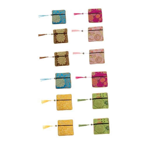 AOKWAWALIY 12st Seidentasche Brieftasche Mit Umlaufendem Reißverschluss Vintage-geldbörsen Für Frauen Schmuckbeutel Aus Seide Damenschmuck Gelbe Schlüsselanhänger Labret-schmuck Die Seide von AOKWAWALIY