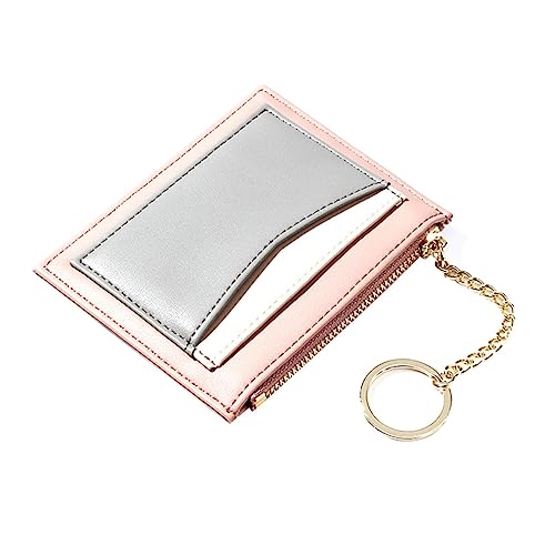 AOKWAWALIY 1Stk Geldbörse mit Reißverschluss damengeldbörse damenbörse small Wallet Zip Wallet visitenkartenhalter für Damen Kreditkartenetui für Damen Splice- Mode- Rosa von AOKWAWALIY