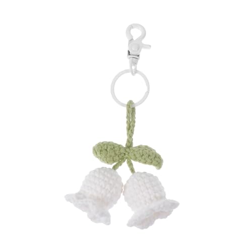 AOKWAWALIY 1stk Anhänger Autozubehör Bienen Zubehör Gestrickte Blumen Kinderschmuck Ornament-kit Häkelblumen Schlüsseldekor Blumenzubehör Geburtstagsgeschenk Auto Schlüssel Halter Weiß Garn von AOKWAWALIY