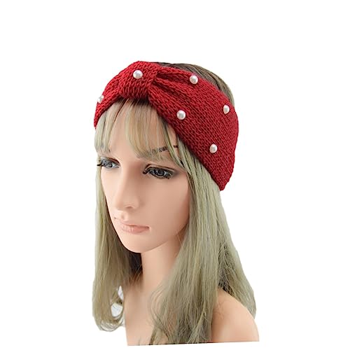 AOKWAWALIY 1stück Strickmütze Wolle Mit Perlen- Und Schleife Winter Stirnband Für Damen Gemütlich Und Warm Für Outdoor-aktivitäten von AOKWAWALIY