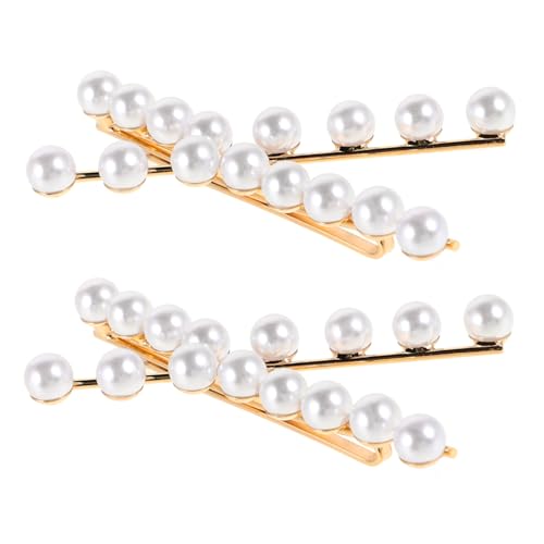 AOKWAWALIY 2 Stück Imitationsperlen-Seitenhaarspangen Elegante Perlenklammer Damen-Seitenklammer Damen- -Haarspangen Haarnadel Metall-Seitenklammer Perlenspangen von AOKWAWALIY