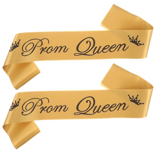 AOKWAWALIY 2 Stück Schärpen Aus Satin Für Die Abschlussballkönigin. Goldene Schärpen Für Die Abschlussballkönigin Aus Satin Für Die Geburtstags- Und Schulparty von AOKWAWALIY
