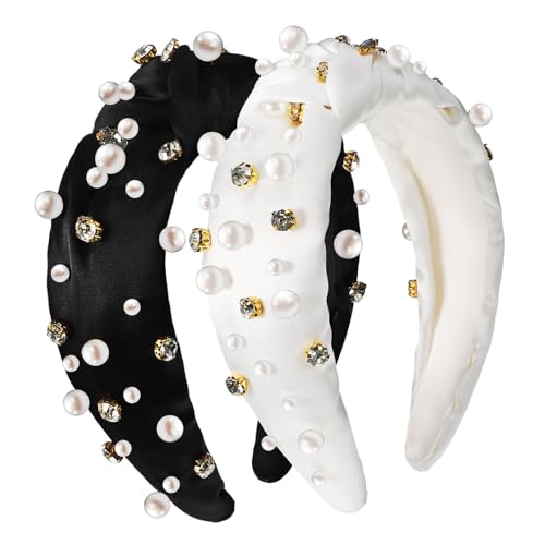 AOKWAWALIY 2 Stück Stoff Diamant Und Perlen Stirnband Stirnbänder Mädchen Perlen Stirnband Haarband Haar Accessoires Für Frauen Mädchen Haar Accessoires Haar Stirnbänder Für Frauen von AOKWAWALIY