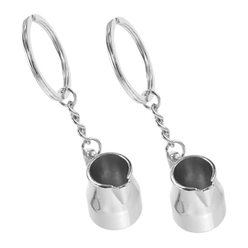 AOKWAWALIY 2st Kaffeekanne Schlüsselanhänger Handtaschenanhänger Schlüsselanhänger Milchaufschäumer Kaffeetasse Latte-Cup- Zinklegierung Silver von AOKWAWALIY