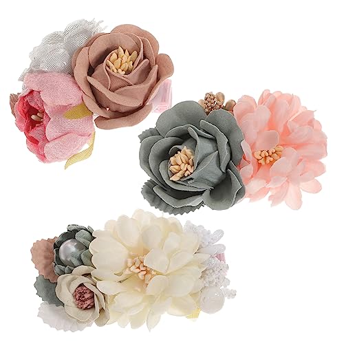 AOKWAWALIY 3 x Blumen-Haarspangen, Blumenklammer, dekorative Haarspangen für Damen, Blumen-Haarspangen für Frauen, Accessoires, Blumen-Clips, Haarschleifen, Haarnadel, Miss Blumenmädchen, von AOKWAWALIY