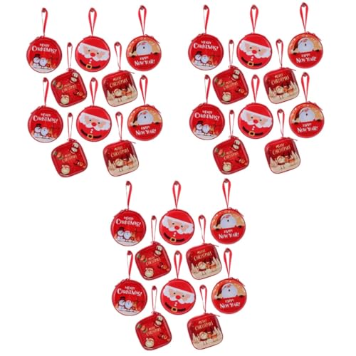 AOKWAWALIY 30 STK Weihnachtsbrieftasche kreditkartenhalter weihnachtsspielzeug Kinder Münzbeutel Geldbörse mit Reißverschluss Wickeltasche mit Reißverschluss geldbörse Weihnachten Weißblech von AOKWAWALIY