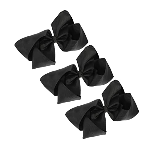 AOKWAWALIY 3St Schleife Haarnadel schwarze Haarspangen Schleife stylen kinder haarspangen haarspange kinder Schleifen für Mädchen Haarschleife mit Clip Gerippter Gürtel aus Polyester Black von AOKWAWALIY