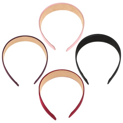 AOKWAWALIY 4 Stück Breite Stirnbänder Einfarbige Haarbänder Weiche Rutschfeste Haarbänder Haarreifen Kopfbedeckung Für Haar-Styling-Lösungen Fitnessstudio Workouts Damen Freizeitkleidung von AOKWAWALIY