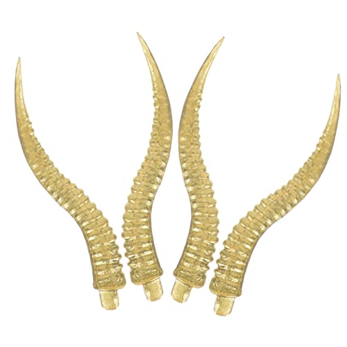 AOKWAWALIY 4 Stück Künstliches Antilopenhorn Geweih Stirnband Wasserbüffelhörner Für Hunde Maskerade Hörner Haar Schafe Hörner Zubehör Ziegenspielzeug Trinkhorn Polyethylen-kunststoff Golden von AOKWAWALIY