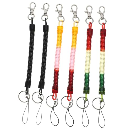 AOKWAWALIY 6st Rutschfestes Springseil Spiralarmbänder Schlüsselanhänger Am Handgelenk Handgelenkspule Schlüsselanhänger Federspiralkette Spulenarmbänder Dehnbarer Schlüsselanhänger TPU von AOKWAWALIY