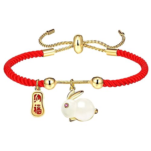 AOKWAWALIY Armbänder Rote Schnur Kaninchen-Charm-Armband Verstellbares Schutzarmband Handgefertigtes Armband Für Paare Freunde Familie Frauen Männer von AOKWAWALIY