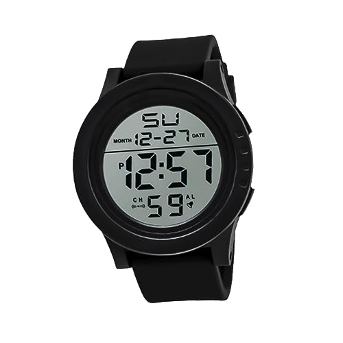 AOKWAWALIY Luminous Led Digitaluhr Für Sport Große Anzeige Herren Damenarmbanduhr Mit Alarmfunktion Für Schwimmen Und Laufen Schwarz von AOKWAWALIY