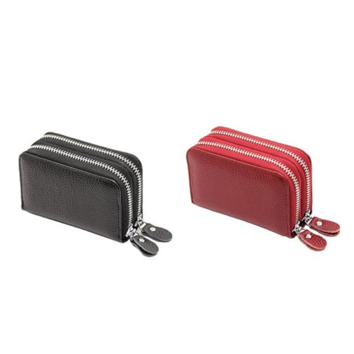 AOKWAWALIY - Brieftasche blockieren Brieftasche mit doppeltem Reißverschluss Secure Wallet geldbörse mit reißverschluss Geldbörse mit - Kredit Black von AOKWAWALIY