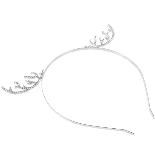 AOKWAWALIY Geweih Stirnband Weihnachten Haarband Festlicher Haarschmuck Weihnachtskopfband Festliche Haaraccessoires Feiertagskrone Tier-Party-Stirnband Rentierhaarband Zinklegierung Silver von AOKWAWALIY