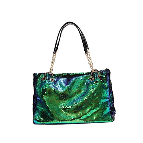 AOKWAWALIY Glitzer-Einkaufstasche trendige Geldbörse Vintage-Kosmetiktasche große Umhängetaschen Rucksack-Tasche kosmetiktäschchen umhängebeutel Glitzer Handtasche Tasche mit Pailletten Green von AOKWAWALIY