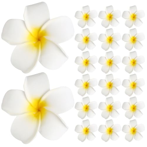 AOKWAWALIY Künstliche Frangipani-Haarspangen für Damen, Plumeria-Blumen, künstliche Plumeria, hawaiianische Blütenblätter, Schaumstoff, Frangipani-Bubble-Blume, Eisen, Bankett, Bohemian-Stil, 20 Stück von AOKWAWALIY