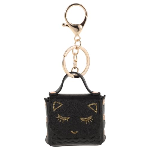 AOKWAWALIY Mini-Geldbeutel-Schlüsselanhänger Mini-Einkaufstasche Schlüsselanhänger Geldbörse Pu-Leder Cartoon-Kätzchen-Förmiges Kleingeld-Geldbörsen-Beutel für Damen von AOKWAWALIY