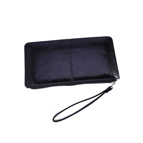AOKWAWALIY Reißverschluss Schnalle Clutch Geldbörse Damen Geldbörse Handy Handtasche Umschlagtasche Schwarz Leder von AOKWAWALIY