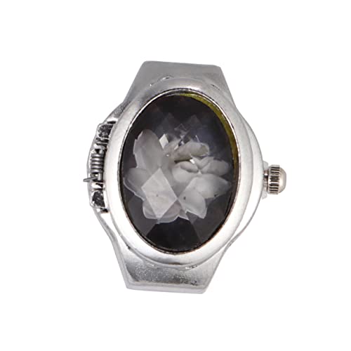 AOKWAWALIY Uhrenförmiger Ring Mitarbeiter mitarbeitergeschenke wheinachtsgeschenke Ringuhr Freizeituhren für Herren modischer Uhrenring Unisex-Fingerring Mini-Uhrenring Black von AOKWAWALIY