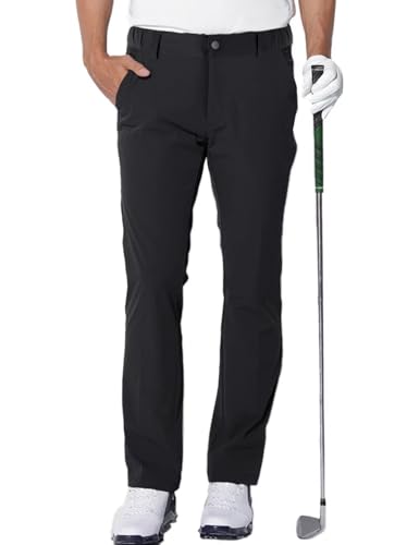 AOLI RAY Herren Golf Hosen wasserdichte Golf Stretchhose Schmale Passform Black Golf Trousers Slim fit Stretch Lang Golfhose Golf Pants Schwarz L von AOLI RAY