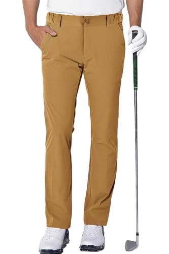 AOLI RAY Herren Golf Hosen wasserdichte Golf Stretchhose Schmale Passform Golf Trousers Slim fit Stretch Lang Golfhose Golf Pants Khaki M von AOLI RAY