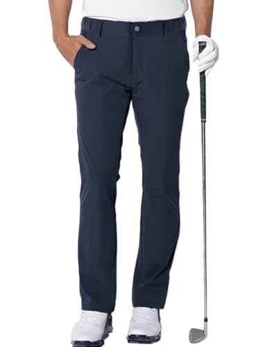 AOLI RAY Herren Golfhose Lang wasserdichte Golf Stretchhose Schmale Passform Golf Trousers Slim fit Stretch Golfhose Lang Golf Pants Navy L von AOLI RAY