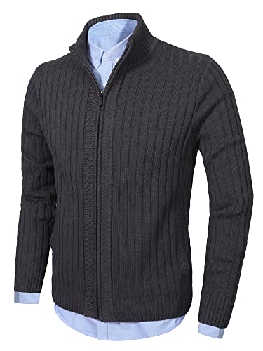 AOLI RAY Herren Strickjacke Stehkragen Cardigan mit Reißverschluß und Taschen Feinstrike Pullover Dark Grau S AOLI RAY Herren Strickjacke Stehkragen Cardigan mit Reißverschluß und Taschen Feinstrike Pullover Dark Grau S von AOLI RAY