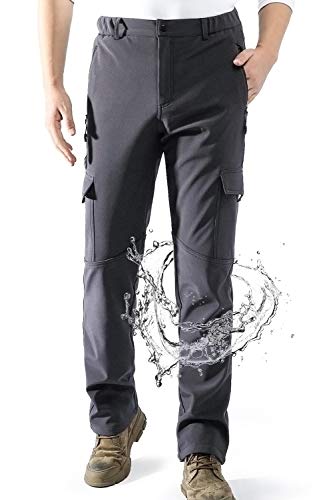 AOLI RAY Herren Wanderhose Wasserdicht Gefüttert Outdoorhose Skihose Trekkinghose Winddicht Warm Softshellhose mit 6 Taschen für viele Outdoor-Aktivitäten Grau S von AOLI RAY