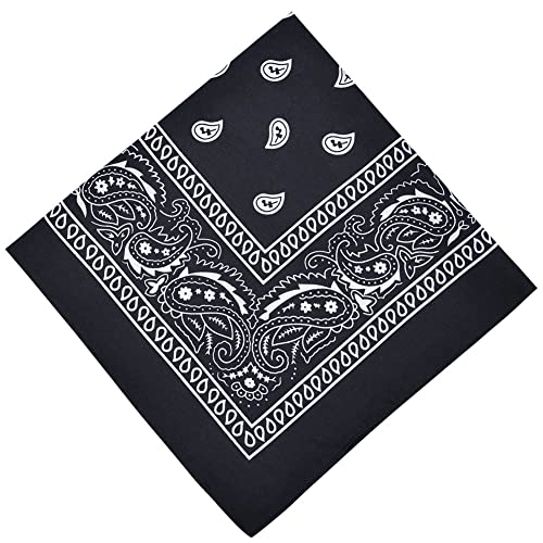 Aomig Bandana Damen Herren, Nickitücher Kopftuch Halstuch Männer, Unisex Tuch Bindetuch, Headwear Haar Schal Paisley Muster,Schwarz (55 x 55 cm) von Aomig