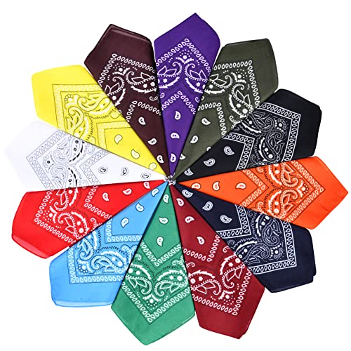 Aomig Bandana Damen Herren,12 Stück Nickitücher Kopftuch Halstuch Männer, Unisex Tuch Bindetuch, Headwear Haar Schal Paisley Muster(55 x 55 cm) von Aomig