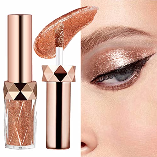 Glitzer Liquid Lidschatten,Glitzer Flüssig Lidschatten,Diamond Glitter Eyeliner Liquid,Waterproof Long-lasting Quick Drying Lidschatten Makeup Für Cosplay Party Makeup(Bronze Gold) von AONAT