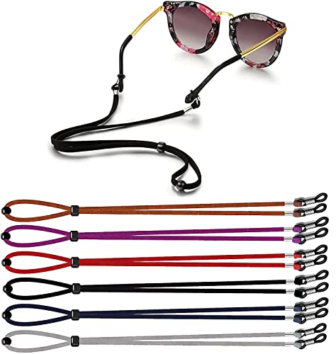 6-teiliger Brillengürtel,Brille mit Brillenkette Halte Multicolor, verstellbares Lederbrillenseil für Damen und Herren, farbiges Sportbrillenseil/Brillenseil/Sonnenbrille Lesebrille Brillengestell Set von AONAT