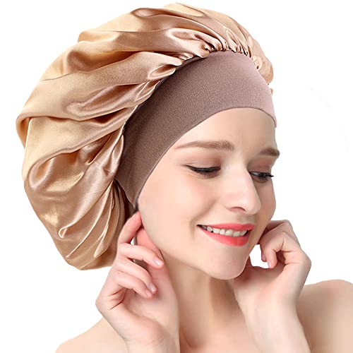 Satin Bonnet Nacht Schlafmütze,Schlafmütze Satin Bonnet Nacht Schlaf Mütze Verstellbare Schlafkappe Seide Schlafmütze Schlafen Weiche Satin Haube für Damen Mädchen von AONAT
