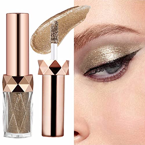 Glitzer Liquid Lidschatten,Glitzer Flüssig Lidschatten,Diamond Glitter Eyeliner Liquid,Waterproof Long-lasting Quick Drying Lidschatten Makeup Für Cosplay Party Makeup(Champagner Gold) von AONAT