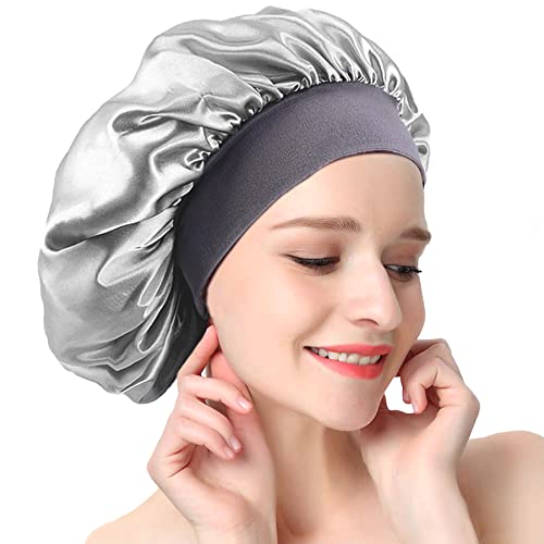 AONAT Satin Bonnet Nacht Schlafmütze,Schlafmütze Satin Bonnet Nacht Schlaf Mütze Verstellbare Schlafkappe Seide Schlafmütze Schlafen Weiche Satin Haube für Damen Mädchen von AONAT