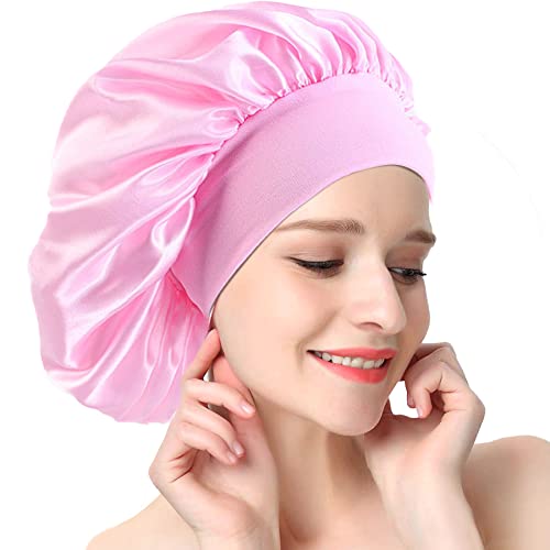 Satin Bonnet Nacht Schlafmütze,Schlafmütze Satin Bonnet Nacht Schlaf Mütze Verstellbare Schlafkappe Seide Schlafmütze Schlafen Weiche Satin Haube für Damen Mädchen von AONAT