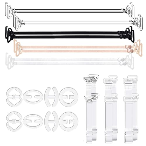 24 StüCk Durchsichtige BH TräGer,Unsichtbar BH TräGer Durchsichtig,BH Durchsichtige TräGer Mit 8 Transparenten BH-TräGerclips,16 StüCk BH TräGer,rutschfeste Schnallen-BH-Accessoires FüR Damen-BHS von AONAYO