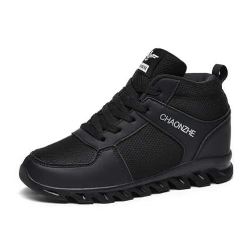 AONEGOLD® Sneaker mit Keilabsatz Damen Wedges Sportschuhe Atmungsaktive Mesh Laufschuhe Bequeme rutschfest Turnschuhe Mode Walking Freizeitschuhe mit Absatz 6.5CM(Schwarz,Größe 42) von AONEGOLD