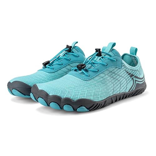 AONEGOLD Barfußschuhe Damen Herren Badeschuhe Schnell Trocknen Wasserschuhe Atmungsaktiv rutschfeste Schwimmschuhe Weich Aquaschuhe (Blau,43EU) von AONEGOLD