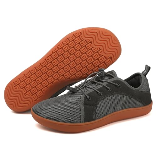 AONEGOLD Barfußschuhe Damen Herren Breite Barfuss Schuhe Zero Drop Solhe Leicht Traillaufschuhe Walkingschuhe Fitnessschuhe Laufschuhe Minimalistische Sneaker (1807 Grau/46EU) von AONEGOLD