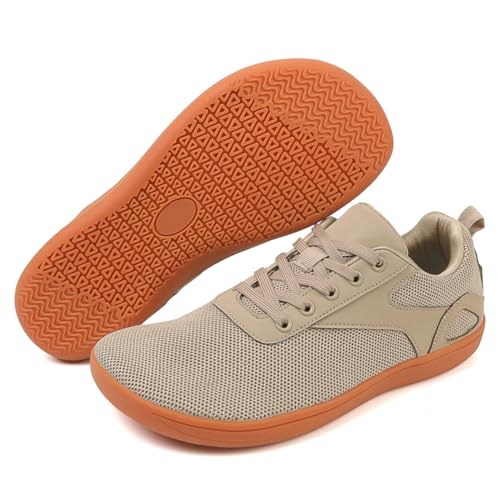 AONEGOLD Barfußschuhe Herren Damen Breite Barfuss Schuhe Zero Drop Solhe Leicht Traillaufschuhe Walkingschuhe Fitnessschuhe Laufschuhe Minimalistische Sneaker (Khaki/36EU) von AONEGOLD