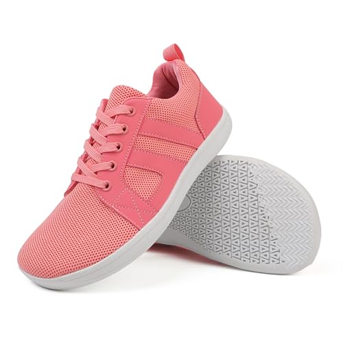 AONEGOLD Barfußschuhe Herren Damen Breite Barfuss Schuhe Zero Drop Solhe Leicht Traillaufschuhe Walkingschuhe Fitnessschuhe Laufschuhe Minimalistische Sneaker (Rosa/41EU) von AONEGOLD