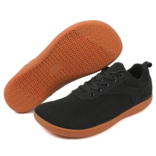 AONEGOLD Barfußschuhe Herren Damen Breite Barfuss Schuhe Zero Drop Solhe Leicht Traillaufschuhe Walkingschuhe Fitnessschuhe Laufschuhe Minimalistische Sneaker (Schwarz/42EU) von AONEGOLD