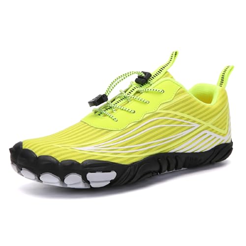 AONEGOLD Barfußschuhe Herren Damen Traillaufschuhe Atmungsaktiv Leichte rutschfest Fitnessschuhe Outdoor Wanderschuhe mit Breiter Zehenbox(Grün,Größe 41) von AONEGOLD