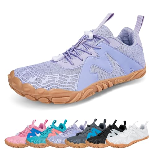 AONEGOLD Barfußschuhe Herren rutschfest Traillaufschuhe Damen Leicht Schnell Trocknend Wassersportschuhe Unisex Atmungsaktiv Fitnessschuhe (Lila,40EU) von AONEGOLD