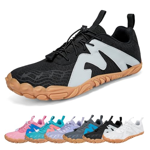 AONEGOLD Barfußschuhe Herren rutschfest Traillaufschuhe Damen Leicht Schnell Trocknend Wassersportschuhe Unisex Atmungsaktiv Fitnessschuhe (Schwarz,45EU) von AONEGOLD
