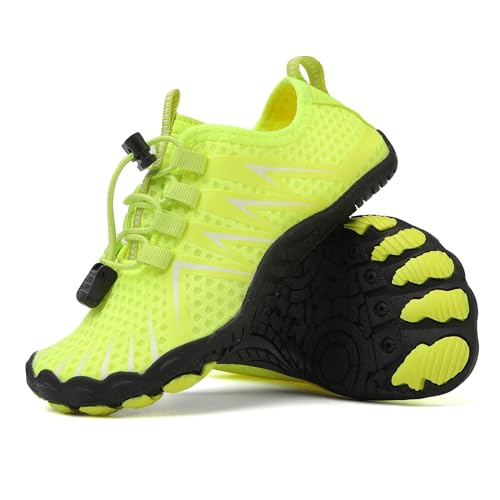 AONEGOLD Barfußschuhe Kinder Leicht Weich Badeschuhe Junge Mädchen Atmungsaktiv rutschfest Wasserschuhe Strandschuhe Schnell Trocknend Aquaschuhe Sportschuhe (35 Grün,35EU) von AONEGOLD