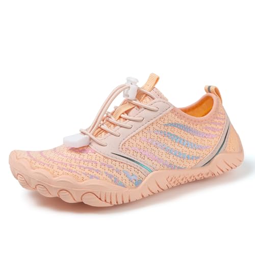 AONEGOLD Barfußschuhe Kinder Leicht Weich Badeschuhe Junge Mädchen Atmungsaktiv rutschfest Wasserschuhe Strandschuhe Schnell Trocknend Aquaschuhe Sportschuhe (8026 Orange,30EU) von AONEGOLD