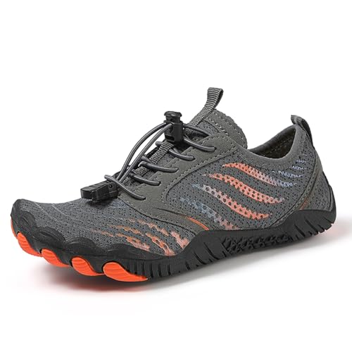 AONEGOLD Barfußschuhe Kinder Wasserschuhe Junge Mädchen Badeschuhe Schnell Trocknend Schwimmschuhe Leichte Atmungsaktiv Strandschuhe rutschfest Aquaschuhe(Grau,32 EU) von AONEGOLD