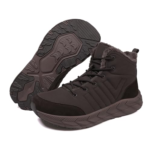 AONEGOLD Barfußschuhe Winter Damen Herren Gefüttert Warm Winterstiefel Wasserdicht rutschfest Schneestiefel Outdoor Trekking Bequem Winterschuhe (Kaffee,42 EU) von AONEGOLD